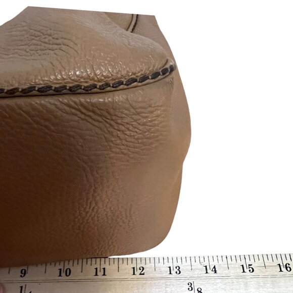 Plinio Visona Italy Classic Minimalist‎ Toffee Brown Pebble Leather Hobo Bag - Picture 5 of 11